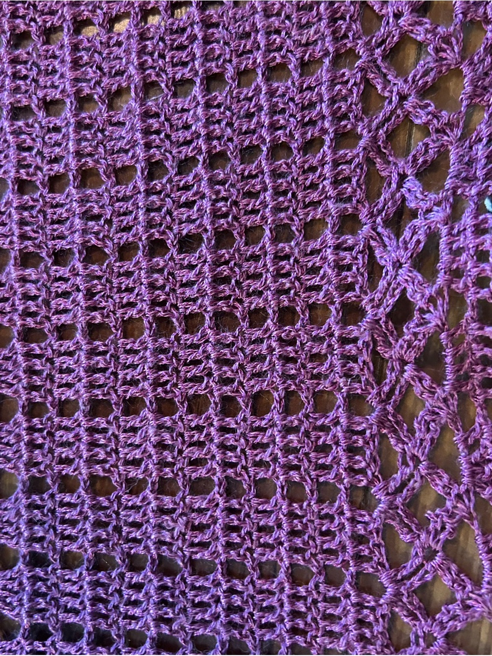 Source Unknown purple Crochet ramie and rayon blend Open-Front crop shrug. Med. - Picture 6 of 6